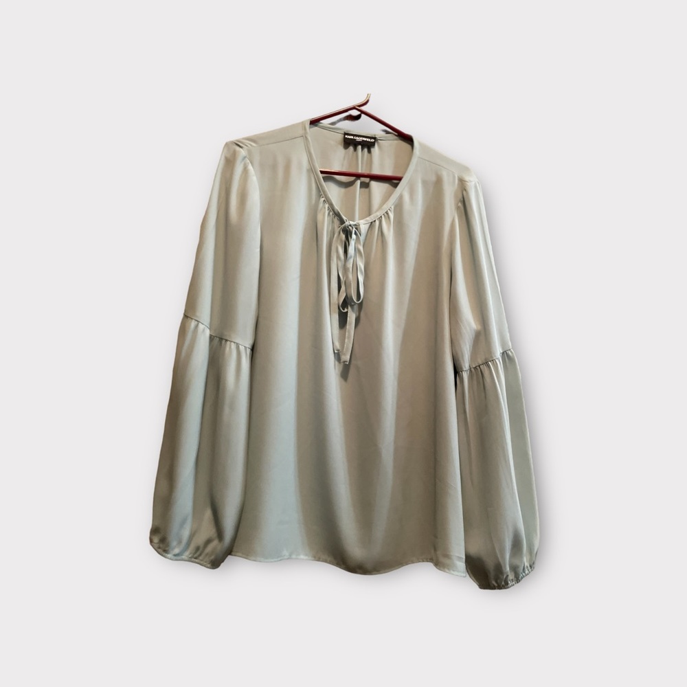 Designer blouse , blue/grey color size 12